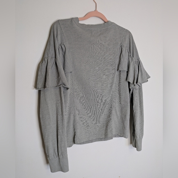 Nation LTD Gray Long Sleeve Ruffle Tee - Picture 3 of 12
